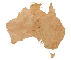 map of Australia on old brown grunge paper	