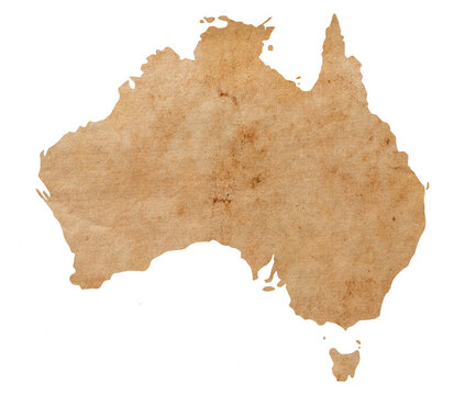 map of Australia on old brown grunge paper	