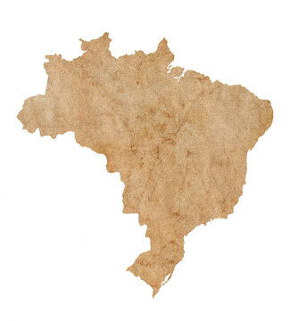 map of Brazil on old brown grunge paper	