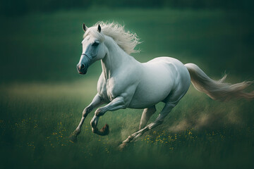 Obraz na płótnie Canvas Horse on the field. Illustration AI Generative