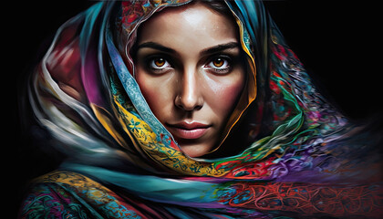 Muslim young woman wearing hijab isolated on white background. Generative AI