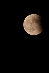 Lunar eclipse on black background