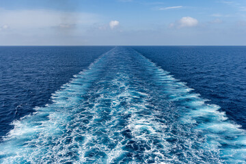 Stern wave of a ferry or cruise ship