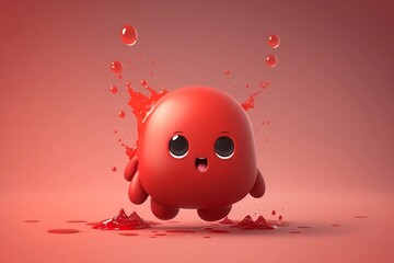 Cutie happy red blob cartoon character 