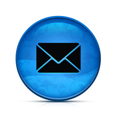 Inbox icon on classy splash blue round button illustration