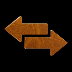 Premium wooden arrow icon 3d rendering on isolated background