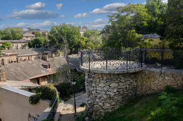 observation deck in a park in a peaceful pre-war city in Ukraine