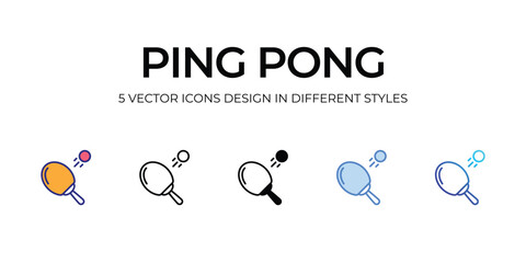 ping pong Icon Design in Five style with Editable Stroke. Line, Solid, Flat Line, Duo Tone Color, and Color Gradient Line. Suitable for Web Page, Mobile App, UI, UX and GUI design. - obrazy, fototapety, plakaty