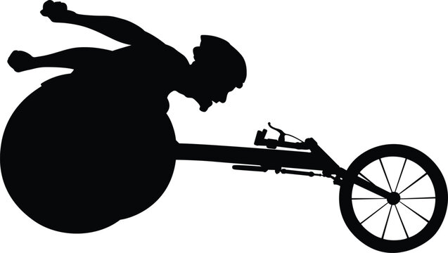 disabled athlete in racing wheelchair in track
