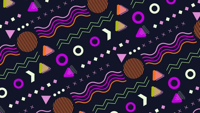 Beautiful retro vintage animated background with circles and various shapes