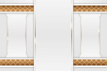 Islamic White And Golden Luxury Background With Islamic Ornamental Pattern Frame
