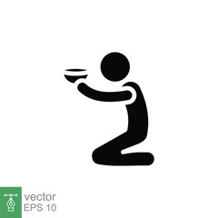 Poverty glyph icon. Simple solid style. Homeless, beggar, hunger and poor concept. Black silhouette symbol. Vector illustration isolated on white background. EPS 10.