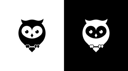 cute owl bird cartoon logo icon Design template