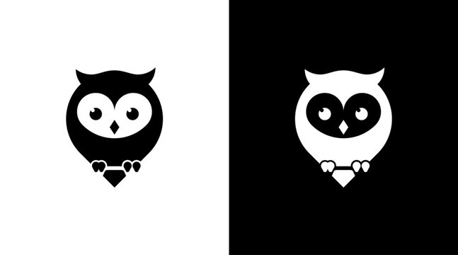 cute owl bird cartoon logo icon Design template