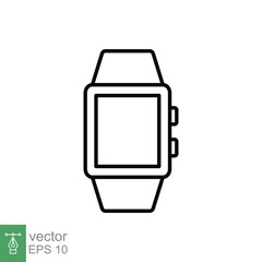 Smart watch line icon. Simple outline style. Wearable, digital clock, smartwatch technology concept. Vector illustration isolated on white background. EPS 10.