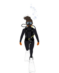 Obraz na płótnie Canvas Female scuba diver isolated on white background