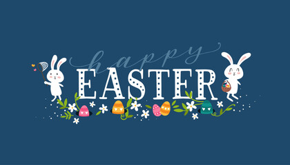 Lovely hand drawn easter designs with text 