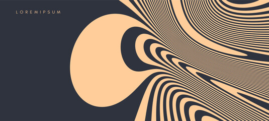 Psychedelic pattern with melting and distorting lines. The geometric background by stripes. 3d vector illustration for brochure, annual report, magazine, poster, presentation, flyer or banner.