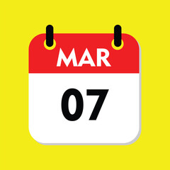calendar with a date, 07 maret icon with yellow background