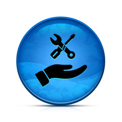 Hand Repair icon on classy splash blue round button illustration