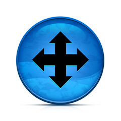 Move icon on classy splash blue round button illustration