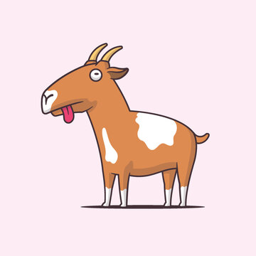 Funny goat cartoon character vector illustration