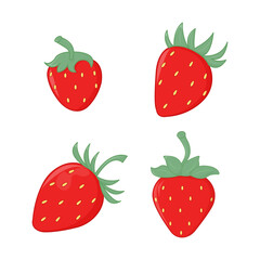 Set of strawberries. Vector illustration. 