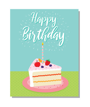 birthday card with sweet birthday cake design