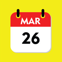 calendar with a date, 26 maret icon with yellow background