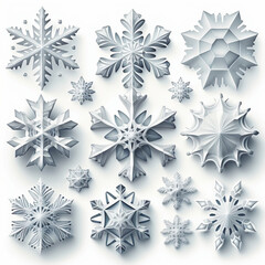 Pack of simple snowflakes, created with generative AI