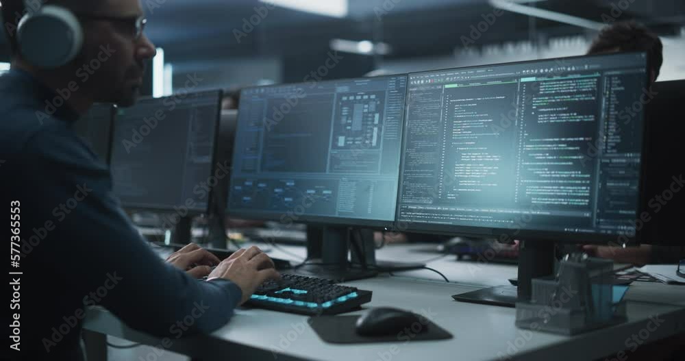 Fototapete Close Up of a Software Developer Working on a Desktop Computer, Implementing New Features and Updates to a Company Server. Stylish Specialist Wearing Rings and Bracelet, Typing on Keyboard