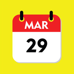 calendar with a date, 29 maret icon with yellow background