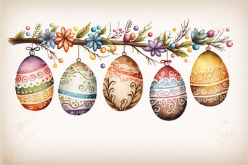 Pattern from Easter eggs and flowers. Happy easter