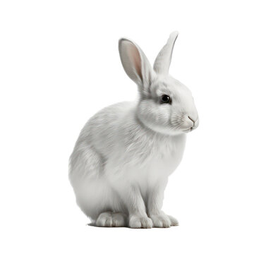 Cute white rabbit. Generative AI.