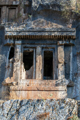 Rock king tombs, symbols of Fethiye city, Amyntas Rock Tombs, Mugla, Turkey.