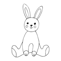 Fototapeta premium Rabbit sitting on its hind legs.Easter Bunny.Doodle illustration.