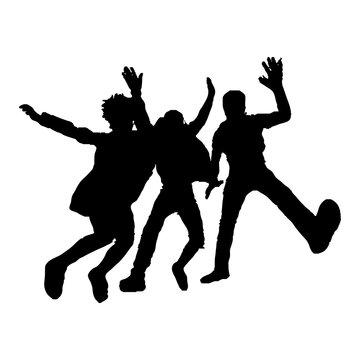 Friends dancing silhouette vector illustration on white background. Friends having fun on the party..eps