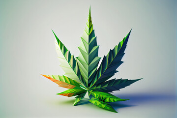 Generative AI illustration of a cannabis leaf on a white background