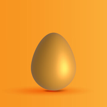 Golden 3d egg design, three-dimensional vector illustration