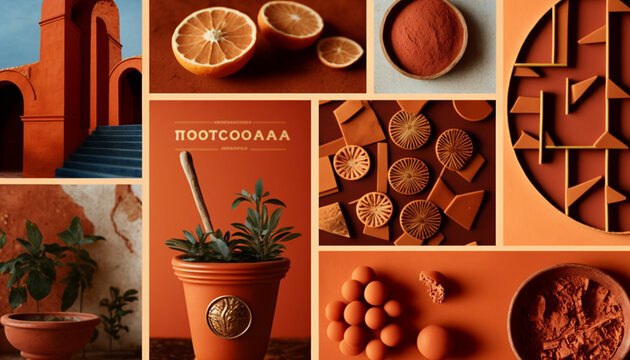 terracota mood board elements, generative Ai