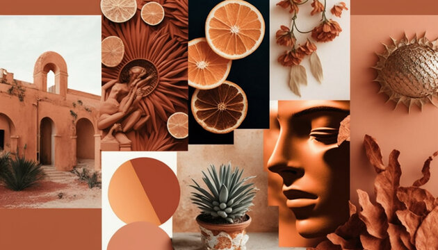 terracota shades mood board, generative Ai