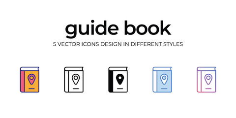 guide book Icon Design in Five style with Editable Stroke. Line, Solid, Flat Line, Duo Tone Color, and Color Gradient Line. Suitable for Web Page, Mobile App, UI, UX and GUI design.