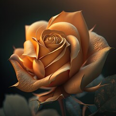 golden rose on dark background created with Generative AI