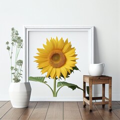 Interior design idea of sunflower in a frame created with Generative AI