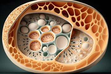 Components of Eukaryotic cell, nucleus and organelles and reticulum. Generative AI