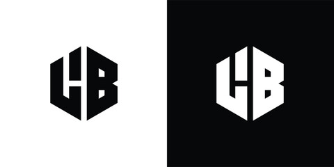 Letter L B Polygon, Hexagonal Minimal Logo Design On Black And White Background