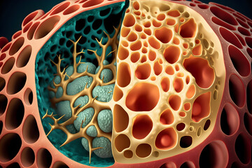 Components of Eukaryotic cell, nucleus and organelles and reticulum. Generative AI