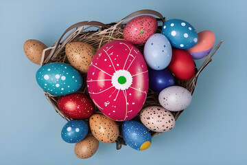 full easter eggs in a basket