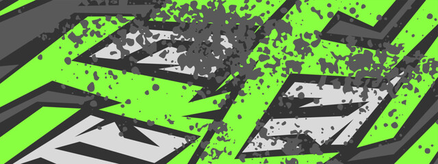 Texture for sport racing. Grey and green geometric stripes background.