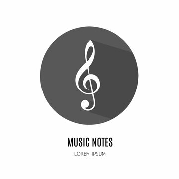 Music notes sign logo. Illustration of music notes sign in flat. Stock vector.